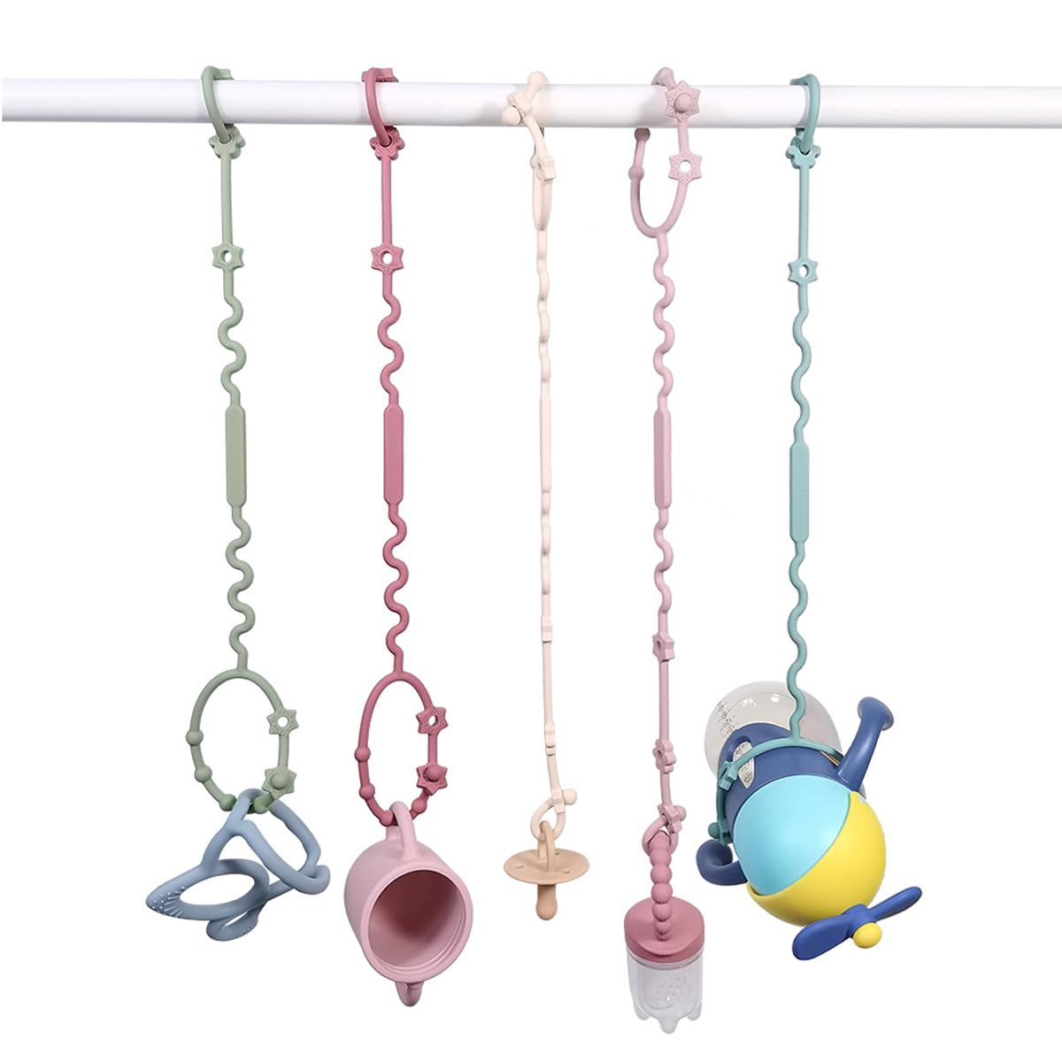 Silikon Kinderwagenkette Cup Catcher Trinkbecher Halteriemen BPA-frei Blume 4 Stück