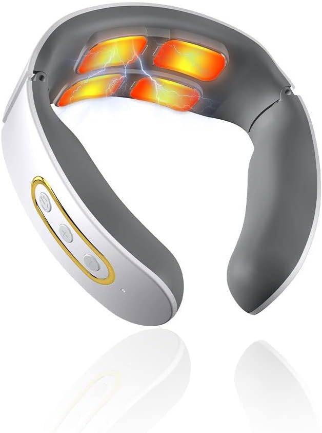 Electric Massager, Neck Massager with Heat Function, 6 Modes 9 Levels Intensity Pain Relief for Neck and Shoulders for Home, Office, Travel