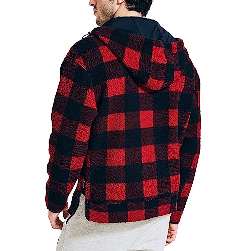 Nautica Men's Printed Faux Shearling Quarter-Zip Hoodie2