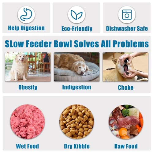 Slow Feeder Dog Bowls Small Breed, Dog Food Bowl Small Dog Anti-Choking Bloat Stop Puzzle Healthy Eating Bowl (Blue, 1 Cup) Slow Feeder Dog Bowls Small Breed, Dog Food Bowl Small Dog Anti-Choking Bloat Stop Puzzle Healthy Eating Bowl (Blue, 1 Cup)