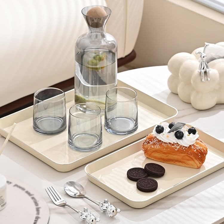 Food Tray with Cup - Rectangular Tea Tray Dining Tray for Home & Nursery Snack & Fruit Serving Platter Ideal for TV And Bread Use (S)