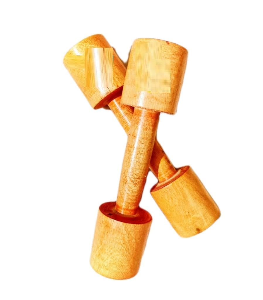 Wooden Dumbbells Set 10 Pair 20 Pcs 300 Grams Brown PT Exercise Dumbbells for Kids Warm Up Fitness Training for Boys and Girls School Home Indoor Use-image-43
