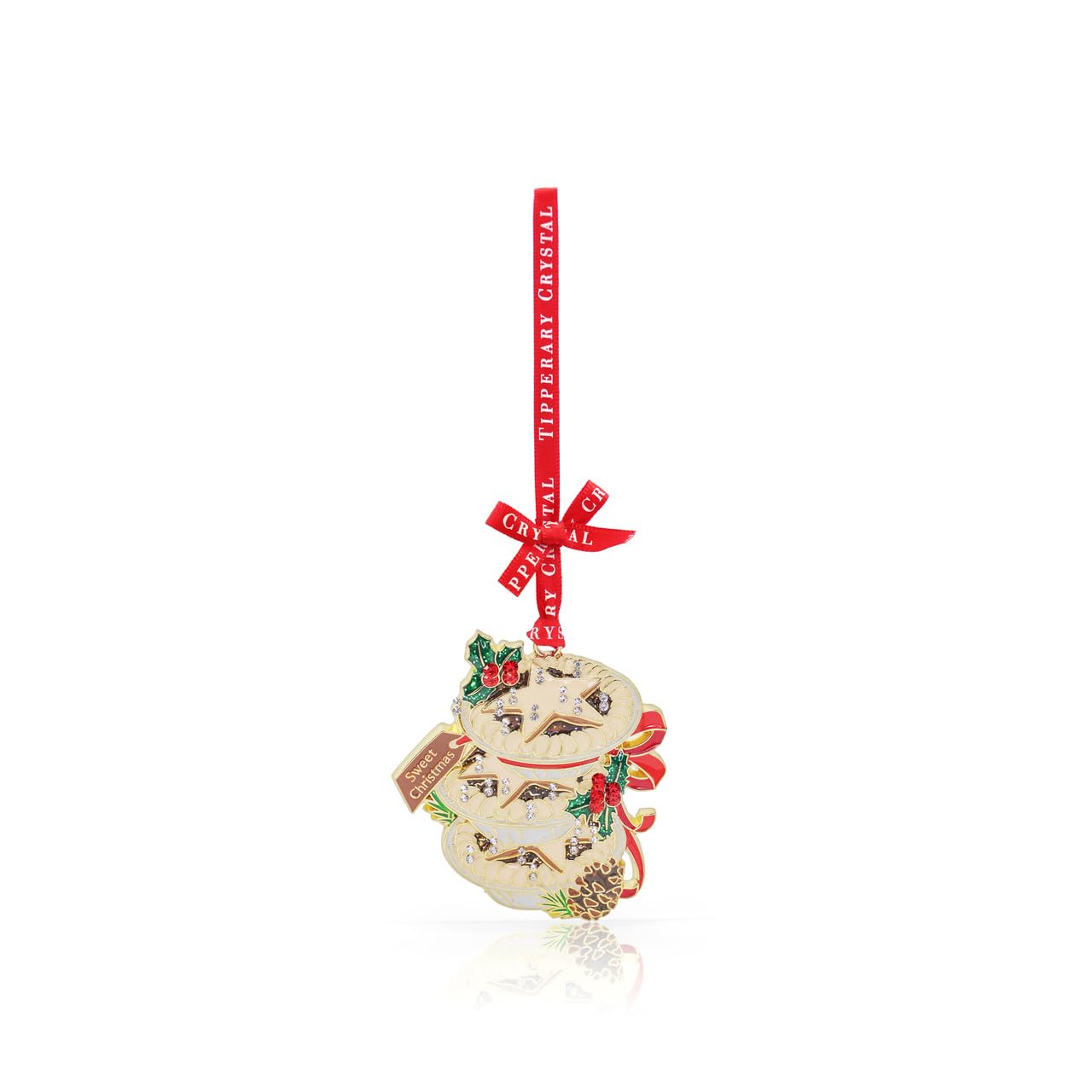 Tipperary Crystal Sparkling Mince Pies Christmas Ornament – Festive Hanging Holiday Decoration
