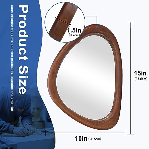 Magflerum Irregular Wall Mirror, 15 * 10 Inch Asymmetrical Wood Mirrors, Small Wall Mirror, Hanging Vertically And Horizontally. Mirrors For Wall Decor  thumb #1