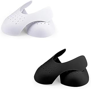 2 Pairs Shoe Crease Protector, Prevent Sneaker Anti Crease Guard Shoe Toe Box Inserts for Jordan 1 and Air Force 1 (5-8.5"), Black, US Size 5-8.5