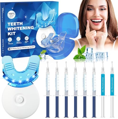 Kit de blanqueamiento de dientes: blanqueador dental para dientes sensibles, kit profesional de blanqueamiento dental con bandeja bucal, 6 geles blanqueadores de dientes, 2 geles desensibilizantes y