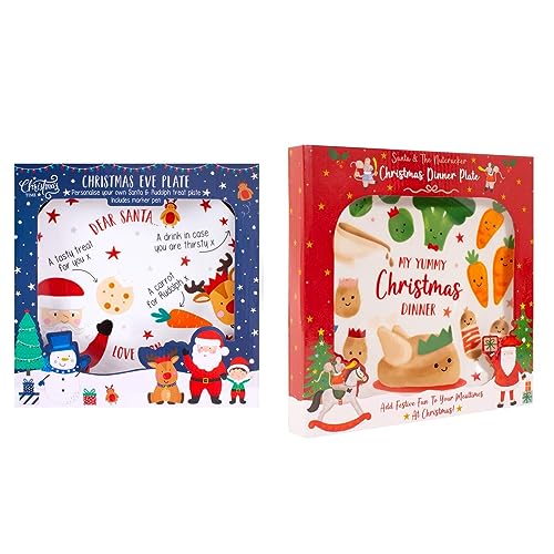 YöL Set Of 2 Santa Christmas Eve And Dinner Plate Xmas Lunch Festive Stocking Filler For Toddler Kids Festive Fun