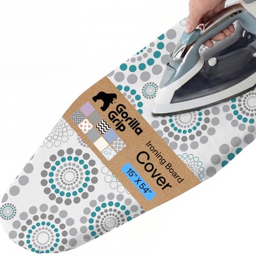 Image of Gorilla Grip Reflective Silicone Ironing Board Cover, 15x54, Fits Large, Standard Boards, Pads Resist Scorching and Staining, Elastic Edge Covers, Thick Padding, No Fasteners Needed, Turquoise Spiral