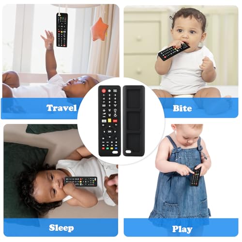 Image of Baby Teether Toy TV Remote Control Shape Teething Toys for Babies 3-24 Months, Chew Toys for Infants Teething Relief, Freezer BPA Free