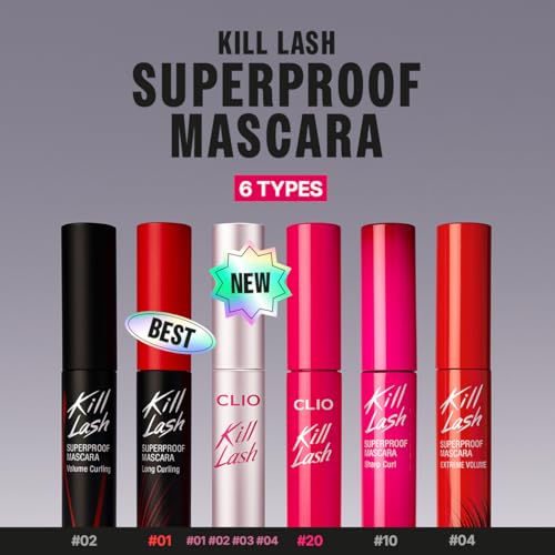 Image of CLIO Kill Lash Superproof Mascara Fine, Waterproof Fixing Mascara, Natural Defining Look, Long-Lasting & Lengthening, Clump & Smudge-Free, for Sensitive Eyes, Korean Makeup Beauty (02 Mousse Brown)