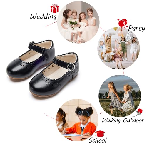 Image of PHIRAMIN Toddler Flower Girl Dress Shoes - Little Girl Mary Janes Flats Wedding