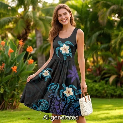 Image of Dreaweet Casual Sleeveless Dresses for Women Girls, Round Neck Tank Dresses with Pockets Summer Sundress Size XS-4XL