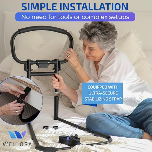 Sturdy Bed Rails for Elderly Adults Safety - Foldable & Adjustable Bed Rail - Supports up to 330lbs - Fit King, Queen, Full, Twin - Bed Guard Rail for Seniors WELLORA - Image 7