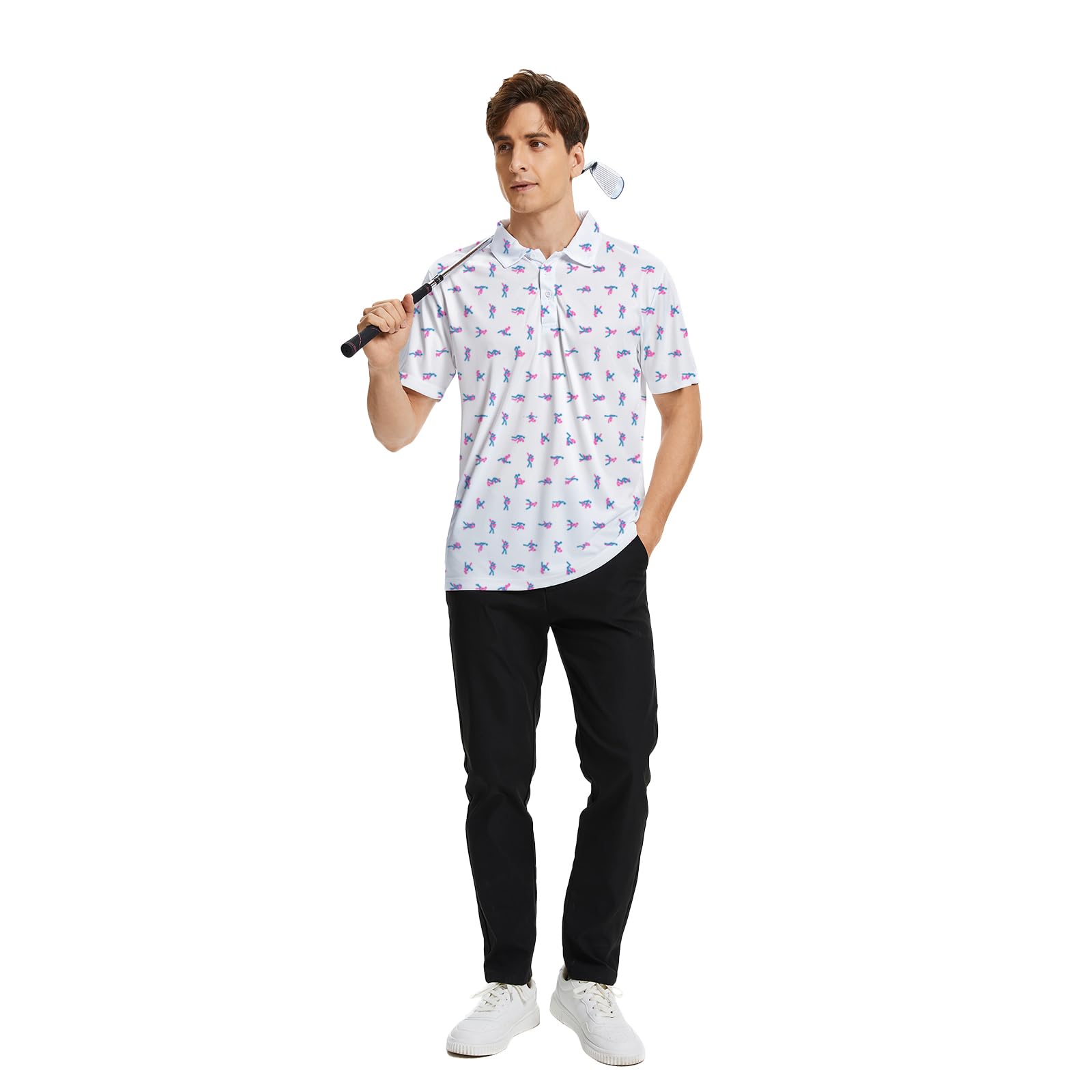 Camisas de golf con estampado divertido para hombre, ligeras, estilo hawaiano, estilo hawaiano, con tela elástica, para exteriores y deportes