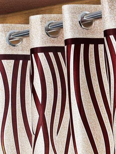 Image of Home Sizzler 1 Piece Stylized Tulip Grommet Polyester Window Curtain - 5 Feet, Maroon