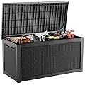 EasyUp 320 Gallon Deck Box Waterproof, UV Resistant Resin Outdoor Storage Box with Hydraulic Rod, Lockable Design and Enhanced Durability for Patio, Garden, and Poolside Use