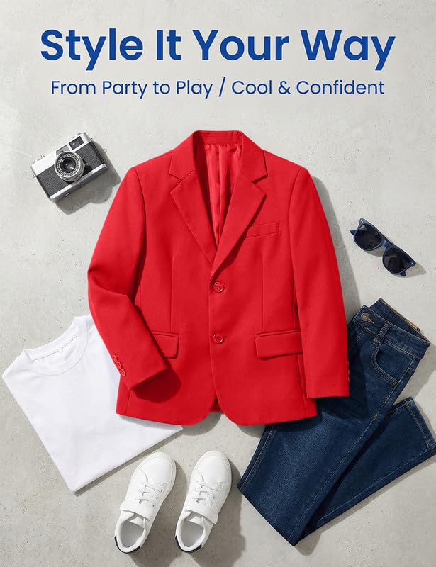 Image of Visaccy Boys Suit Jacket Toddler Formal Blazer Slim Fit Sport Coat for Kids