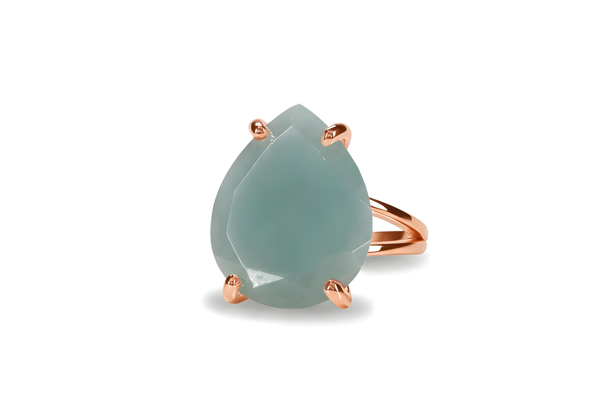 Anillo de Aguamarina en Plata de Ley 925 - Anillo de Lágrima de Moda, Anillo de Piedra de Nacimiento, Anillo de Moda - Anillos Formales y Casuales para Mujeres - con Caja de Regalo