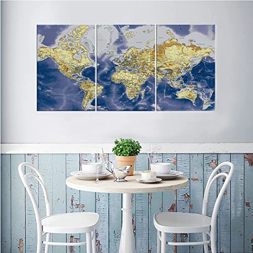 Warm Art World Map Wall Art Of The World Canvas Wall Decor Poster Framed Stretched Wall Art For Living Room Large Size Ready To Hang thumb #5