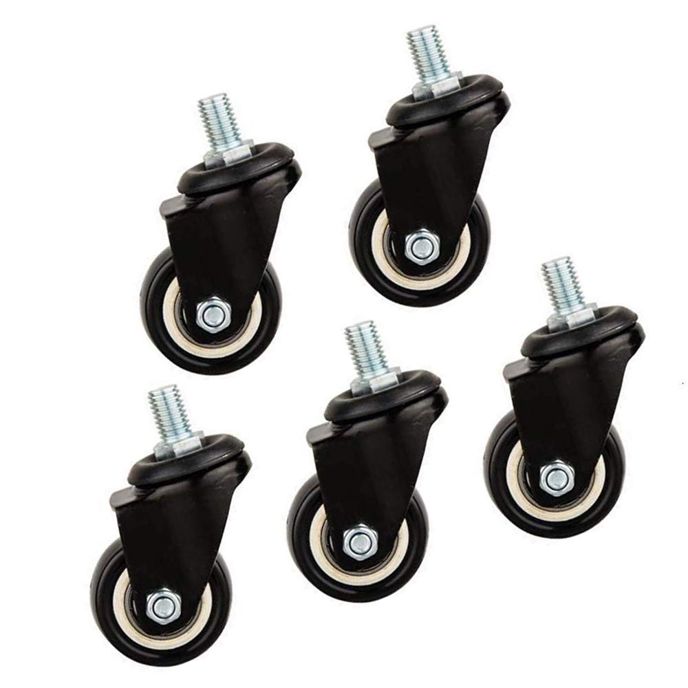 GYRAZXS Silent Swivel Office Chair Casters 50mm Rubber Wheels M10/M11 Load Capacity 250kg Set of 5 - Durable Furniture Replacement Rollers for Smooth Movement