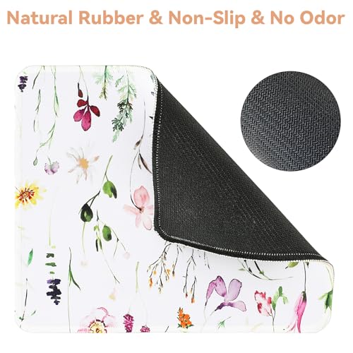 Dimeho Flower Mouse Pad Square Plants Textured Mouse Mat Non-Slip Rubber Base Aesthetic Mousepad Cloth Computer Mouse Pads Accessories for Office Desk Home Travel - Image 3
