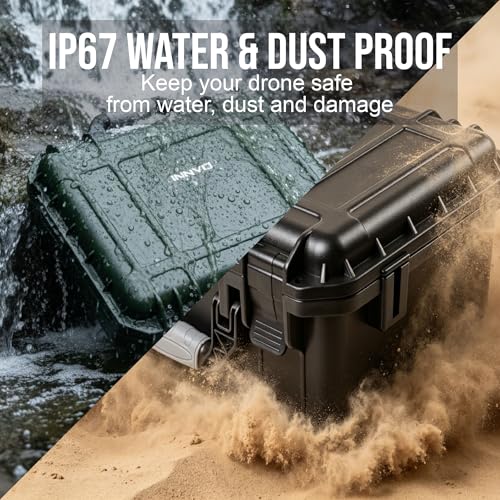 Image of INNVO Drone Case for DJI Air 3S / 3 Fly More Combo Waterproof Hard Shell Shockproof with Strap & Mesh Pocket for Accessories Custom-Foam Solt fits Drone Controller Batteries and Charger 14.2x6.3x11.4