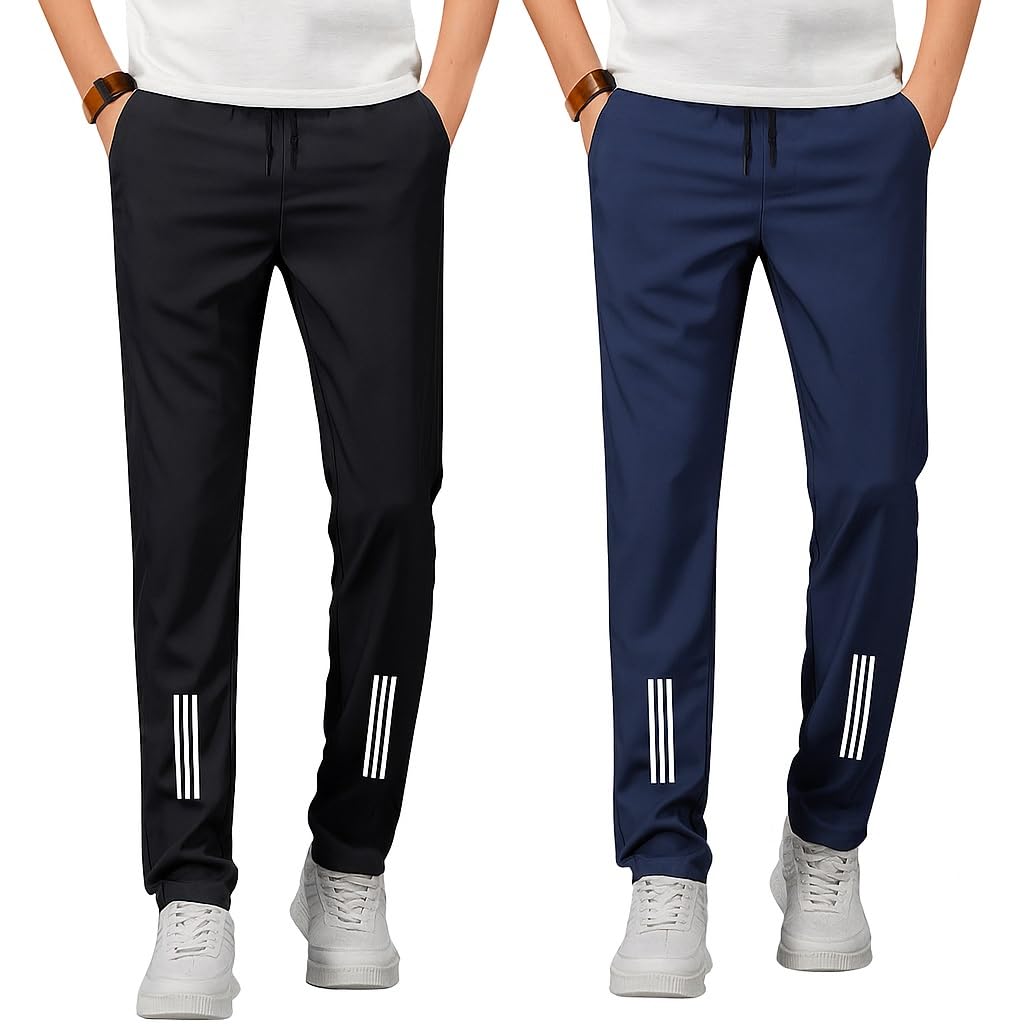 riksaw Track Pants for Men || Activewear Pants || Men’s Joggers || Polyester with 2 Side Pockets || Casual Trousers || Stretchable (Sports | Gym | Yoga) (L31 Pack of 2)-picture-26
