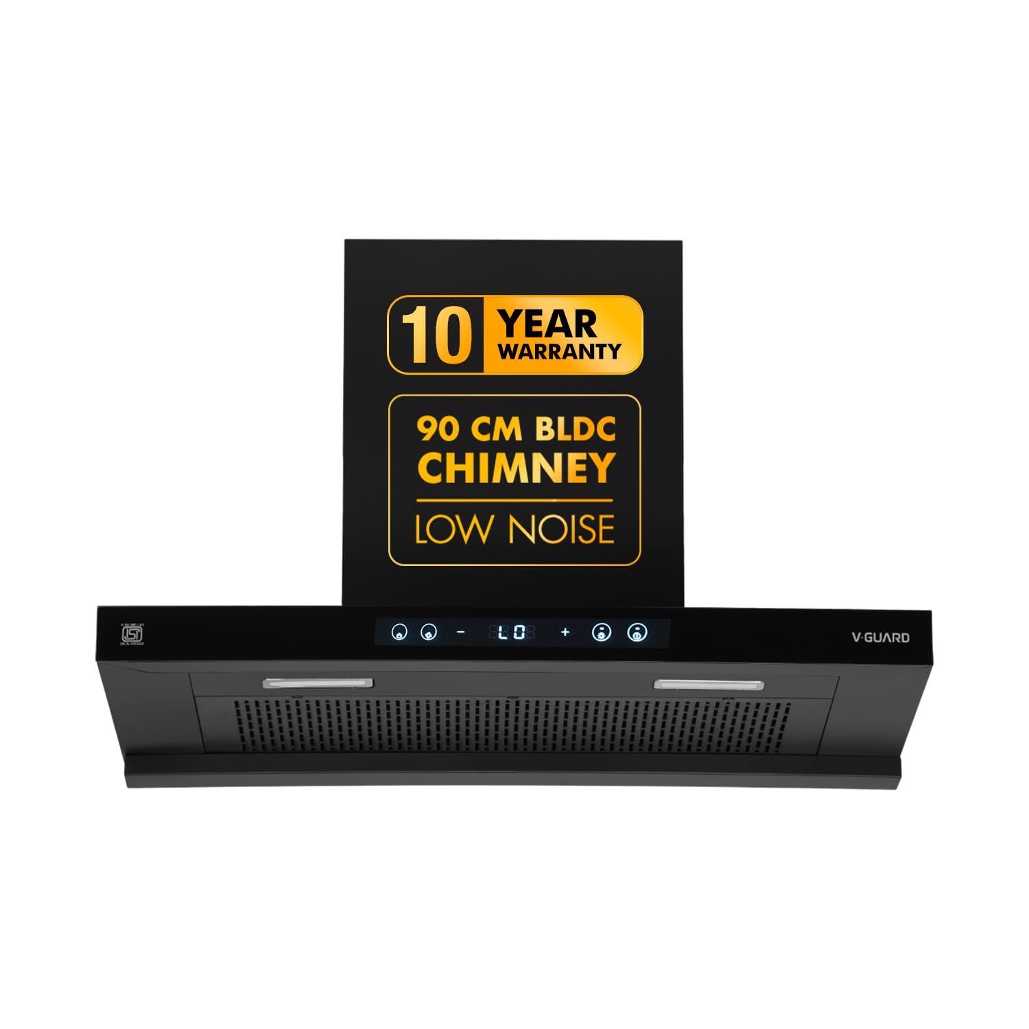 V-Guard 90 cm BLDC Chimney for Kitchen | 1500 m³/h Suction | Low Noise Operation | Free Installation Kit | Heat Auto Clean | 10 Year Motor Coverage | Gesture Control with Touch Panel | V-Guard BT 90