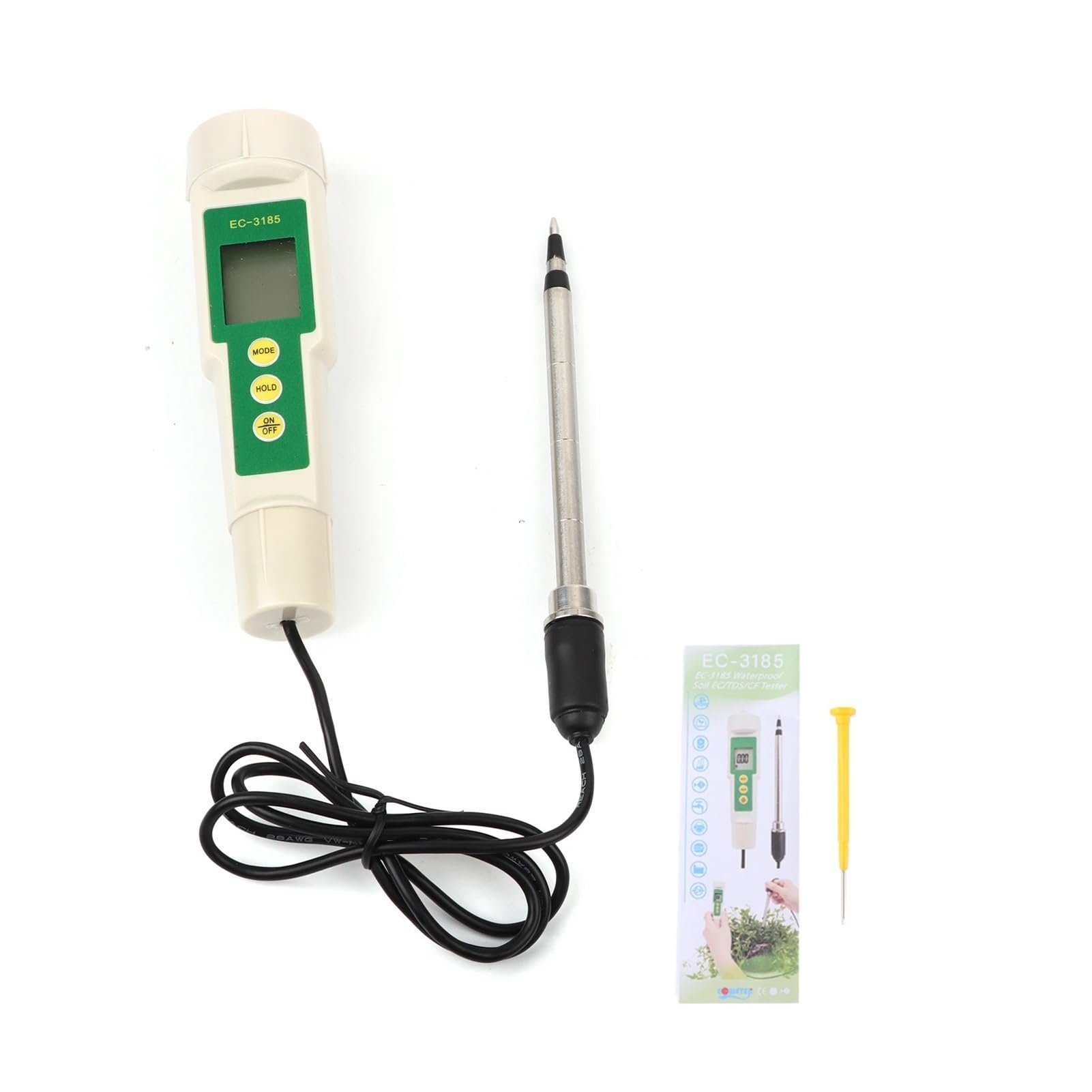 Testeur de conductivité EC-3185, testeur Portable conductivité/Concentration du Sol, salinité, for sols agricoles, horticoles et Plantation Jardinage, Agriculture
