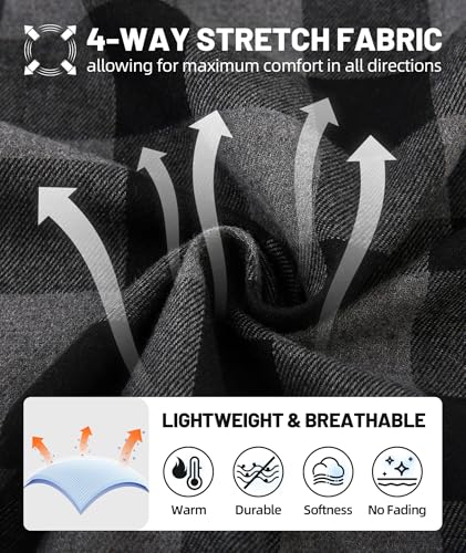 Hooded Flannel Shirt for Men Casual Button Down Shirt Long Sleeve Plaid Hoodie with Pocket4