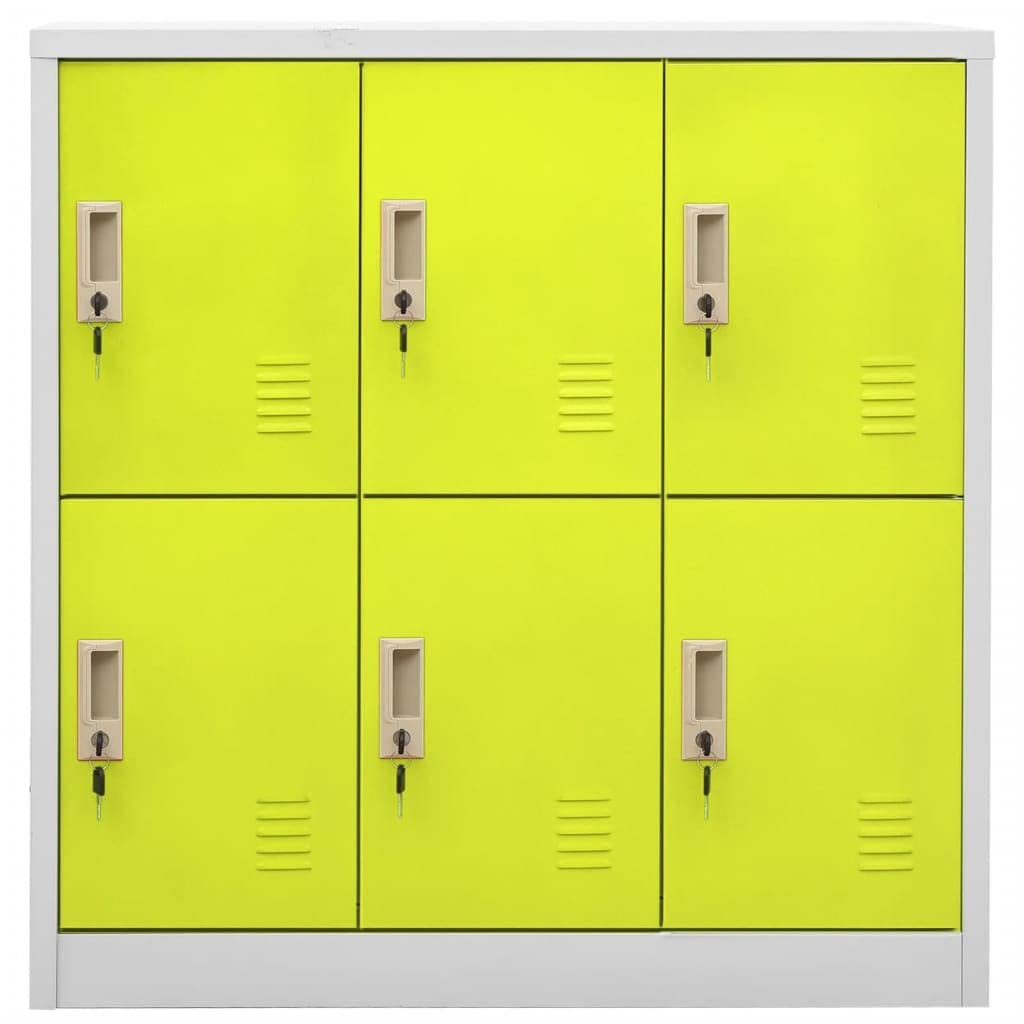 Armadio indipendente da ufficio, in metallo, per aziende, ufficio, scuola, grigio chiaro e verde, 90 x 45 x 92,5 cm, in acciaio