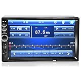 PolarLander 2 DIN 7'' Inch Touch Screen Car Radio Audio Player Support Bluetooth Hands Free 1080P Movie Rear View Camera Wheel Control with Remote Control