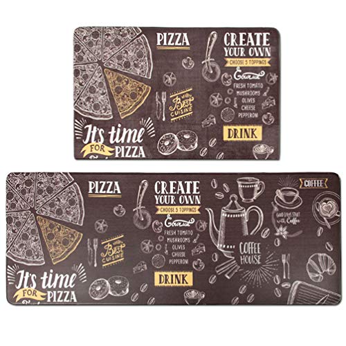 HEBE Anti Fatigue Kitchen Floor Mat Set of 2 Cushioned Heavy Duty Comfort