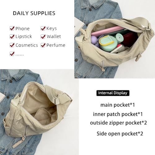Image of Nylon Hobo Crossbody Bag for Women Trendy Fashion Shoulder Purse for Ladies Lightweight Messenger Bag