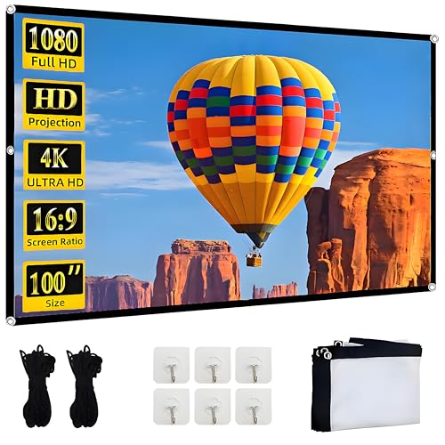 YingStar Pantalla Proyector Portatil 100 Pulgadas Pantalla Proyector Exterior 16:9 Tela Proyector Pantalla de Proyección Plegable Projector Screen Pantalla Proyector para Cine en Casa Teatro Camping