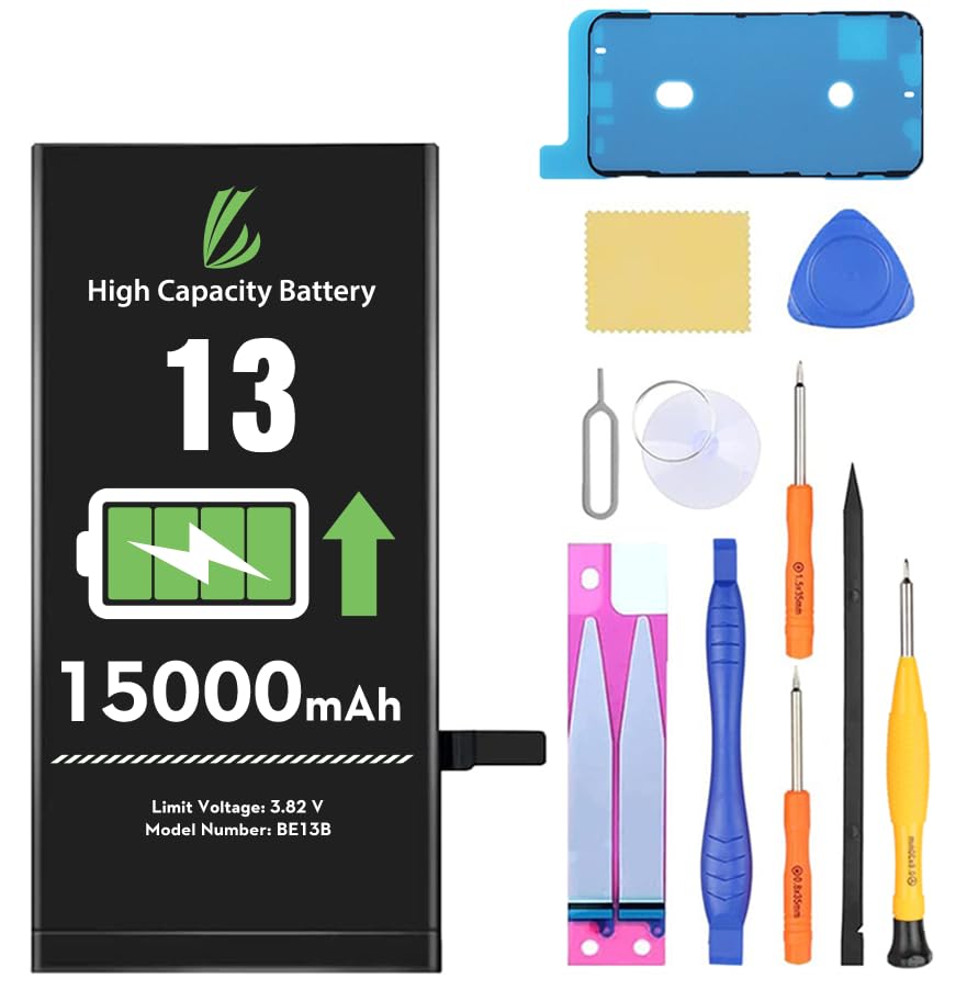LL TRADER Battery for iPhone 13 15000 mAh High Capacity Replacement Battery for iPhone 13, (A2482、A2631、A2634、A2635、A2633) with Full Set Repair Tool Kit Canada 2026