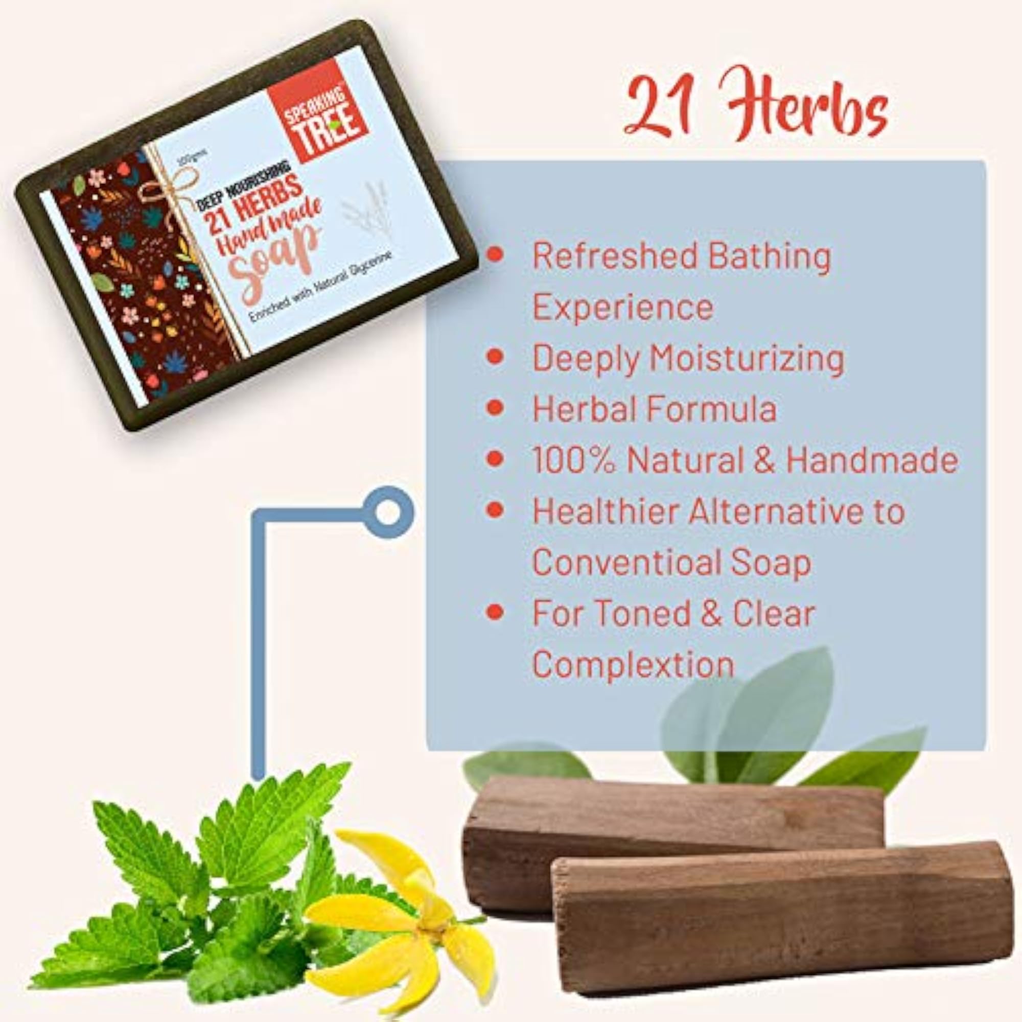 Deep Nourishing 21 Herbs Handmade Soap, Pack of 3