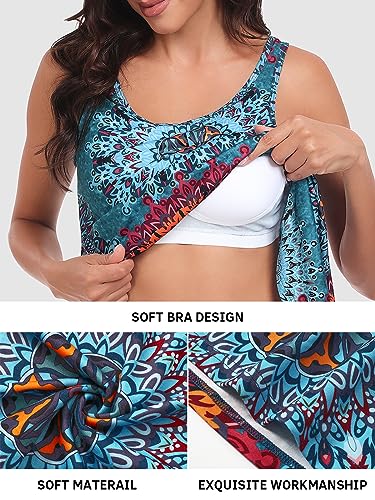 Image of Air Curvey Tank Tops for Women Build in Bra Casual Flowy Tank Pleated Loose Fit S-XXXXL