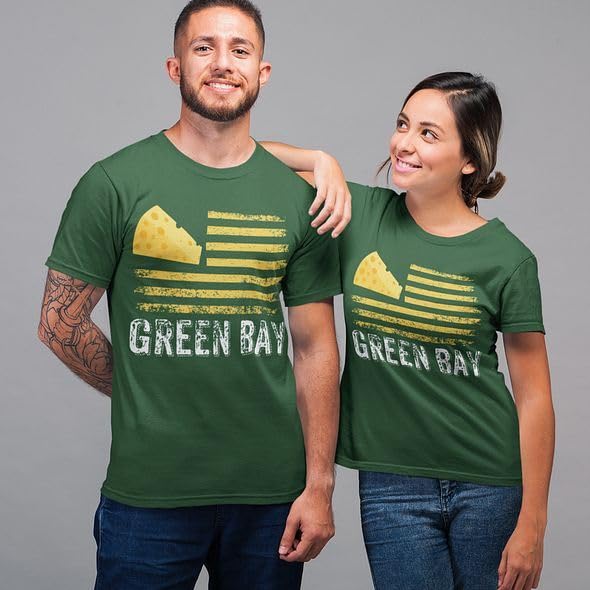 Green Bay Football Shirt for Women, USA Cheese Head Shirts, Football Fans Gameday Apparel