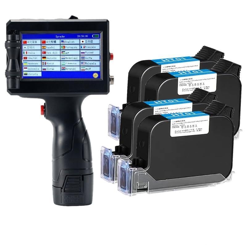 Impresora de Mano, Impresora de inyección de tinta portátil de 12,7 mm, lote de etiquetas portátil, bolsa de embalaje de código QR, impresora de botellas de plástico, tinta de secado rápido,para etiq