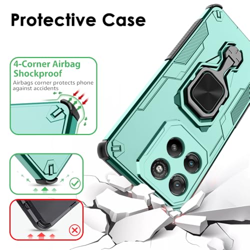 Image of TheGiftKart Tough Armor Bumper Back Case Cover for Motorola Moto G67 Power / G57 Power 5G | Ring Holder & Kickstand in-Built | 360 Degree Protection Back Cover for Moto G67 Power 5G (PC & TPU, Green)