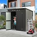 Domi Outdoor Storage Shed 5' x 3’, Metal Garden Shed with Galvanized Steel Frame for Bike, Tools, Lawn Mowers, Pool Toys, Outdoor Storage Cabinet with Lockable Door for Garden Lawn Patio (Dark Grey)