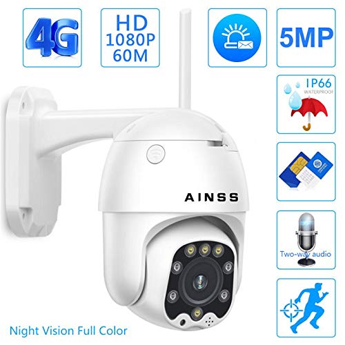 Telecamera IP 1080P CCTV Camera 3G 4G Sim Card Wireless PTZ IP 5MP HD Security Outdoor Surveillance Two Way Audio IR/Visione notturna/IP66 Impermeabile/per Esterni/Garage/Azienda 1080P4GVersion