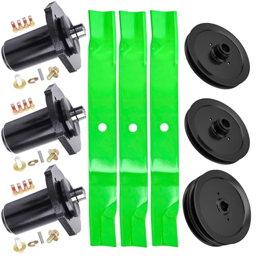 60 inch Mower Deck Rebuild Kit Fit for Ariens Apex Zenith 60 Gravely ZT HD 60 Pro-Turn Z60 ZX60 Zero-Turn Mower Includes (3) Spindles 59202600 (3) Blades 09081200 (2) Pulley 07345900, 07346600