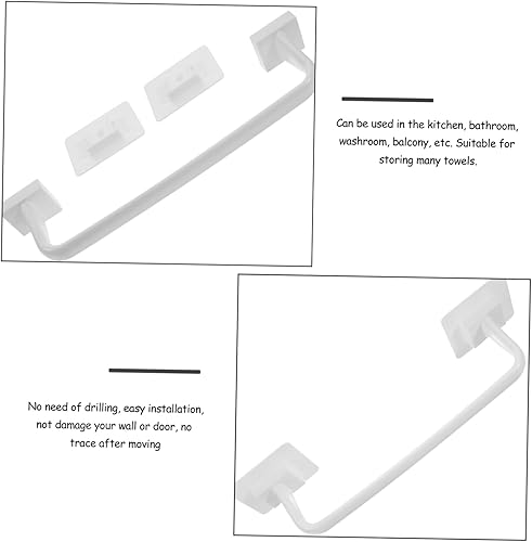 Miniatura 7 de Alipis Toallero de trapo, toallero blanco con ventosa, toallero con ventosa, barra de toalla de pared, barra de toalla autoadhesiva, toallero