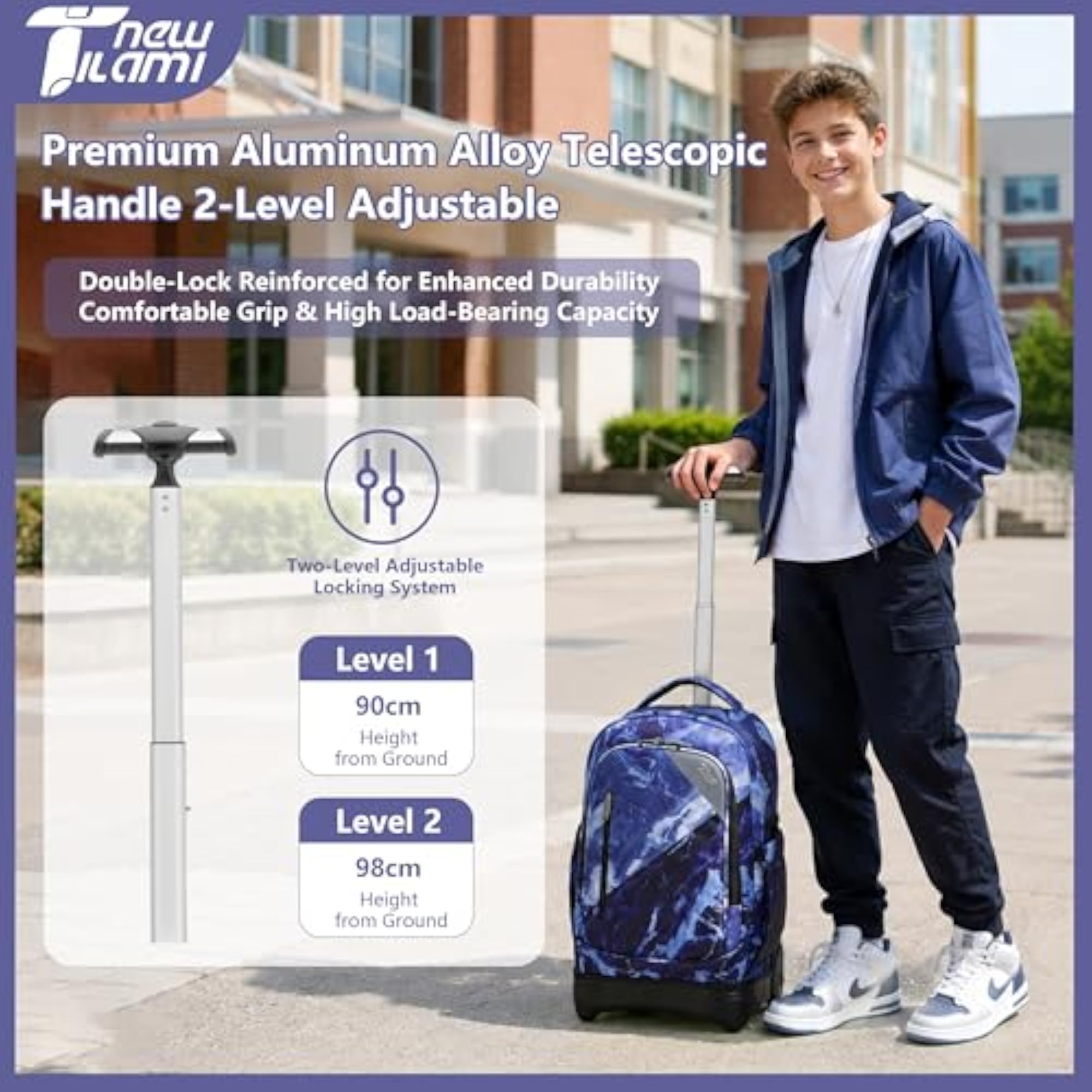 18 Inch Rolling Backpack with Lunch Bag for School