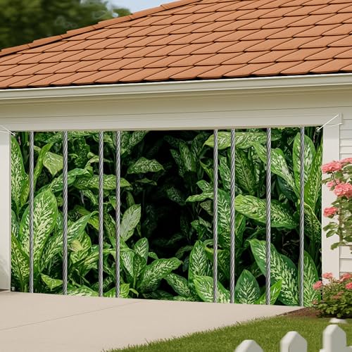 Housse de porte de garage tropicale pour masquer une porte usée - 4
