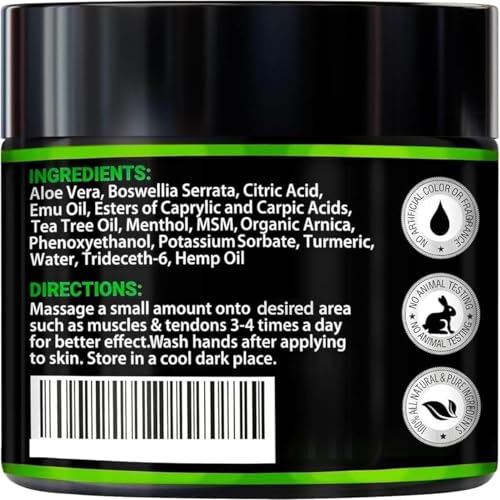 Image of (2 Pack) Hemp Cream 8 OZ - Maximum Strength - Natural Hemp Oil Extract Gel Rub with MSM - Glucosamine - Arnica - Turmeric - Formulated in USA