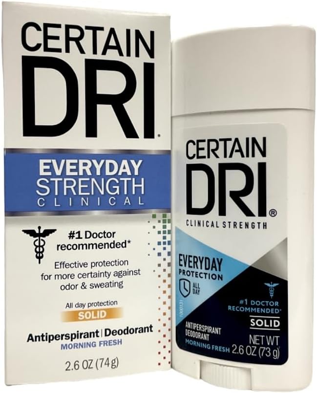 Certain Dri Everyday Strength Clinical Solid Antiperspirant/Deodorant, Morning Fresh Fragrance, 2.6 Oz Each (Pack Of 9)