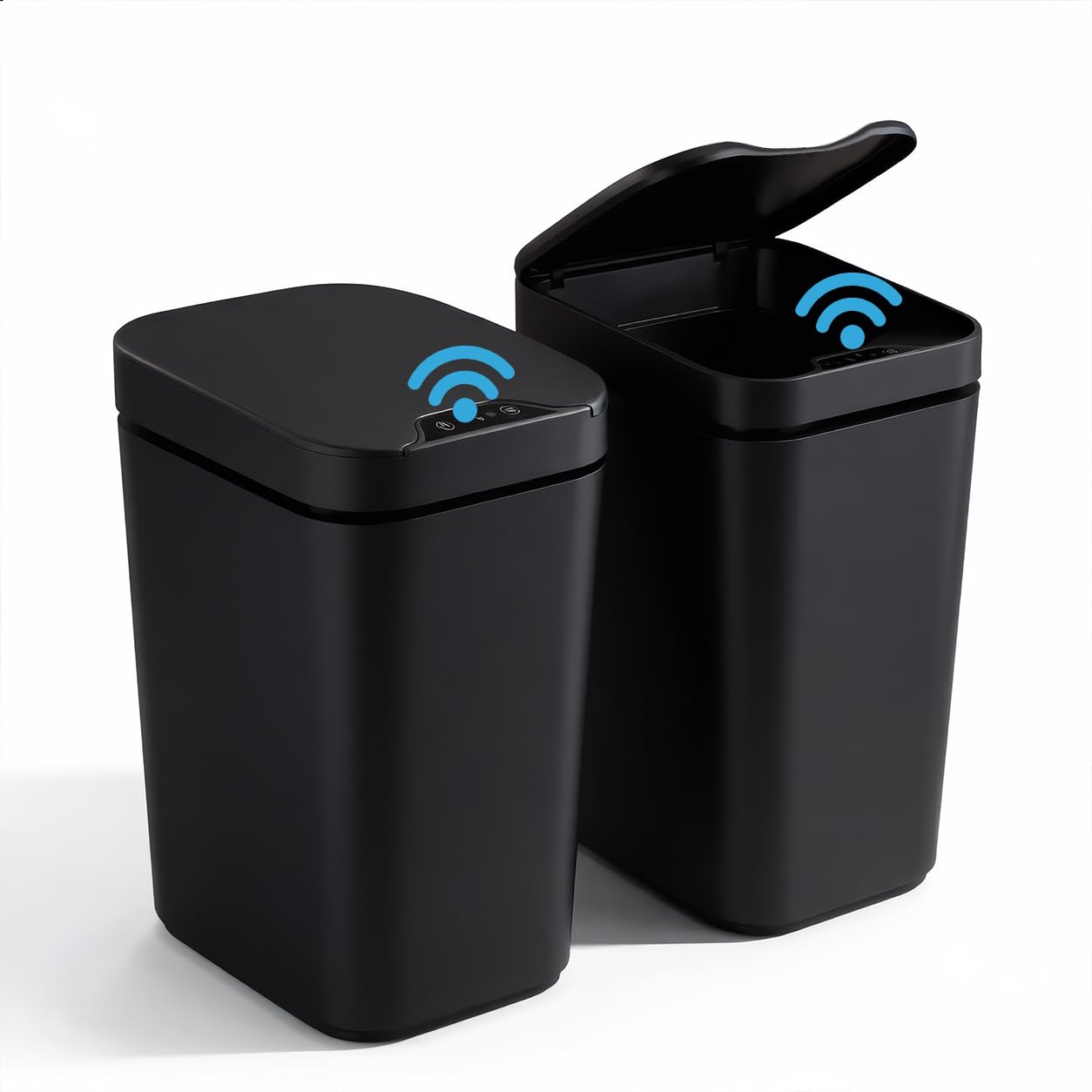 LIROPAU 2x Pattumiera Bagno Automatica 12L con Sensore di Movimento | Cestino intelligente impermeabile con coperchio, design sottile in plastica ideale per cucina, bagno e ufficio